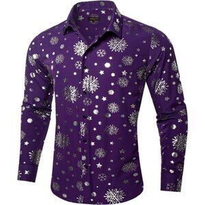 New Mens Christmas Dress Shirts,Casual Xmas Long Sleeve Button Down Shirt